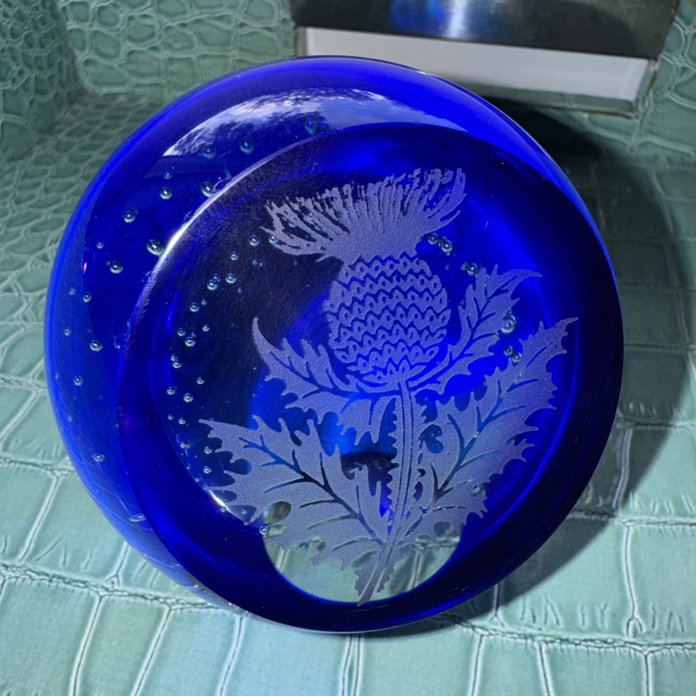 Colbalt Blue Glass Paperweight Pineapple CMG Marking Swingers Delight